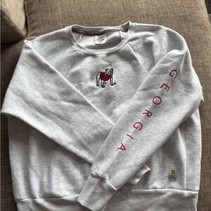 Russell Athletic White/Red Bulldog Embroidered Crewneck Sweatshirt